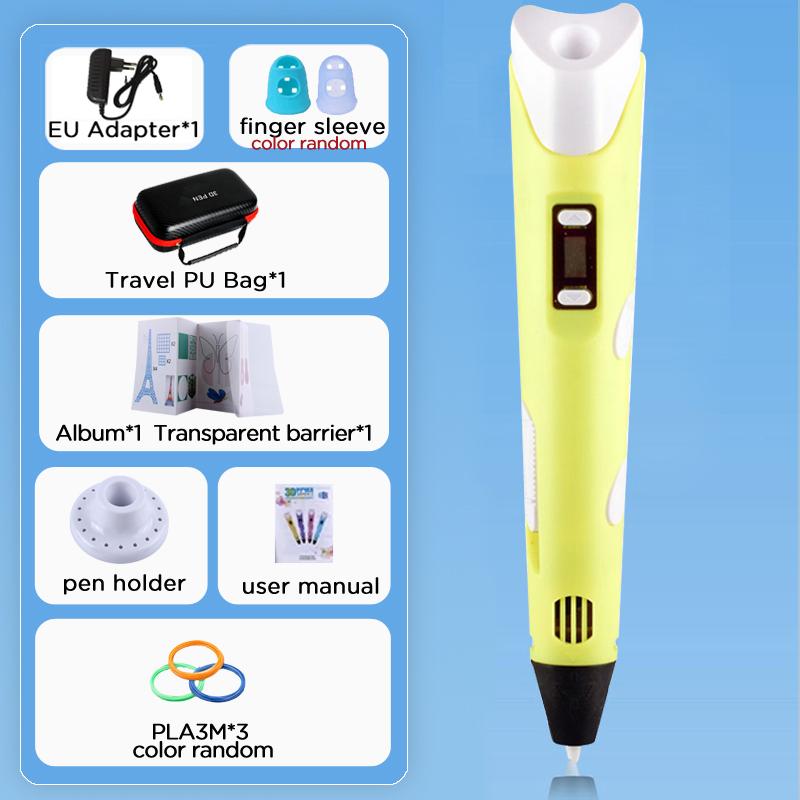 Kinder 3D-Stift 3D-Zeichen Druckstift LCD-Bildschirm Netzteil 40 Farben 200M PLA-Filament Kinder Jungen Mädchen Geburtstag DIY-Geschenk