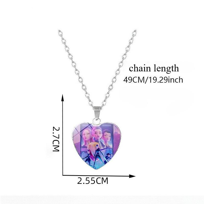 Anime K-pop Demon Heart Shape Pendant Necklace Cartoon Character Idol Jewelry Gifts