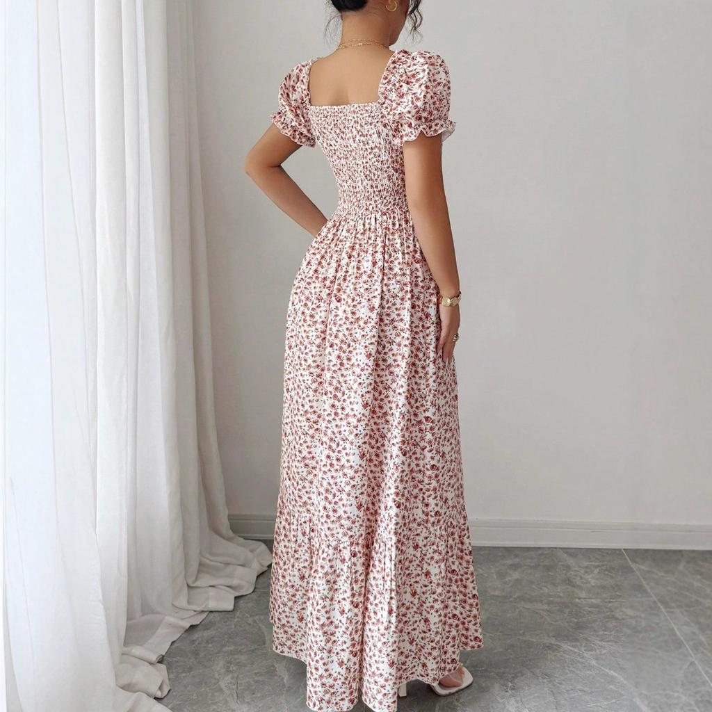 Vestido elegante com estampa floral popular
