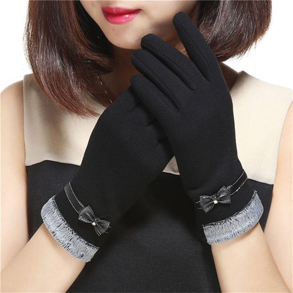 Warm Driving Outdoor Plush Fashion Accessories Full Finger Gloves Bow Mittens TouchScreen Gloves