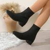 Fashion Shoes for Women 2024 Hot Sale Sleeve Women's Boots Autumn Pointed Toe Mesh Mixed Colors Middle Tube Block Heels Fashion Boots