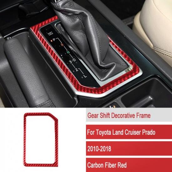 Red Carbon Fiber Gear Shift Panel Sticker For Toyota Land Cruiser Prado 2010-18