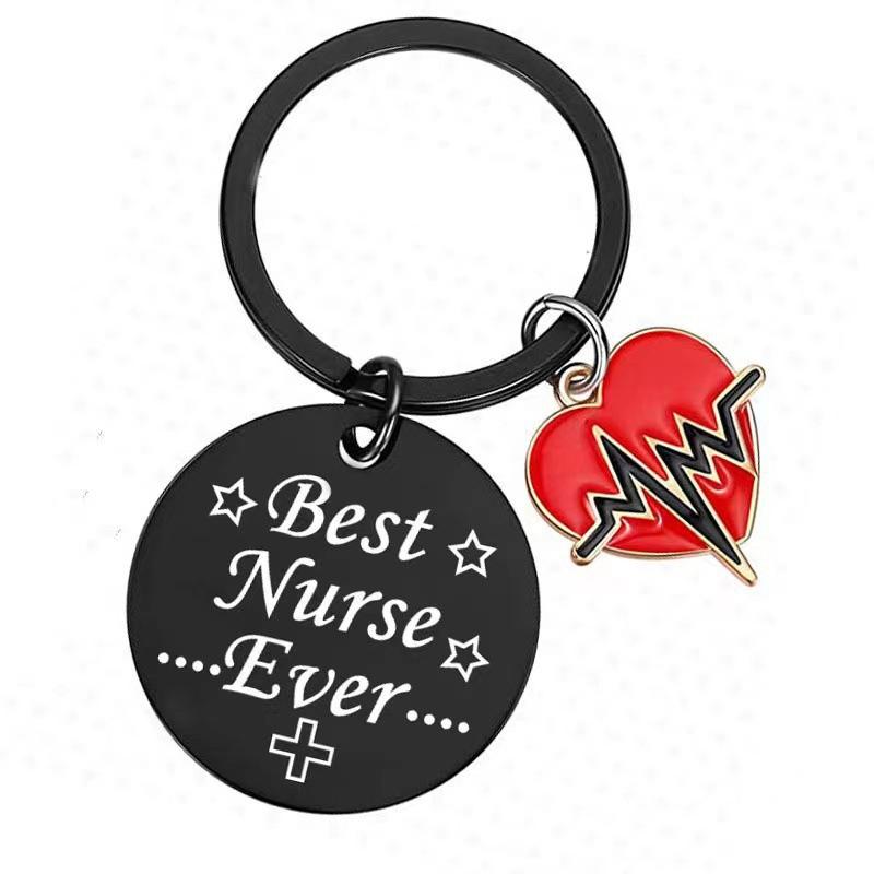 

Electrocardiogram Stainless Steel Keychain Gift for Doctors Nurses Nurses Day Creative Gift Stainless Steel Keychain for Backpack Bag Pendant 3*3CM