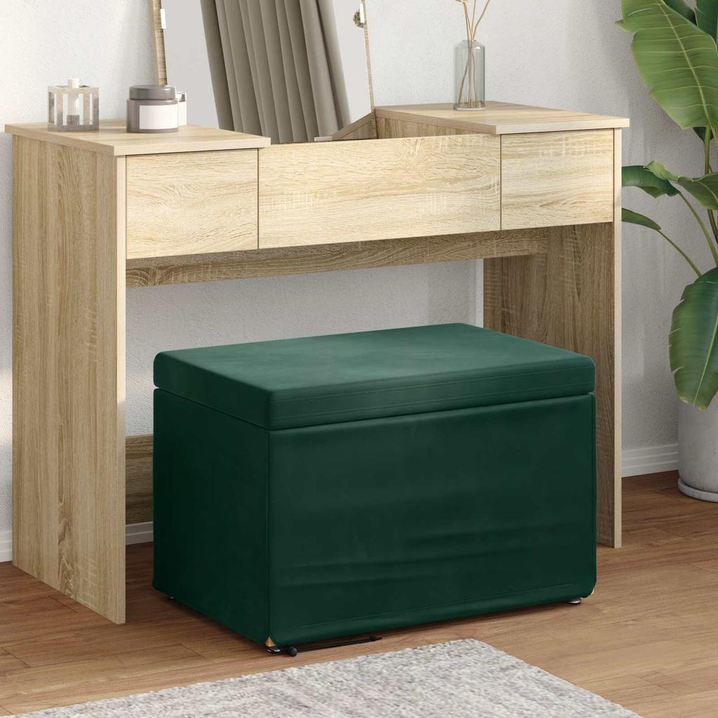 Stool Dark Green 61 x 41 x 40 cm Velvet and Engineered Wood