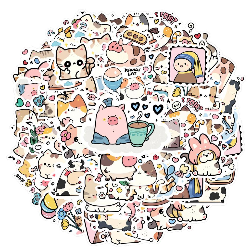 35pcs Cute Cute Stickers Playful Animals Stationery Stickers DIY Stickers For DIY Phone Laptop Scrapbook Bike Notebook Luggage