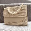 Straw bag with pearl  zip bag with personalized name  for bridesmaid gifts