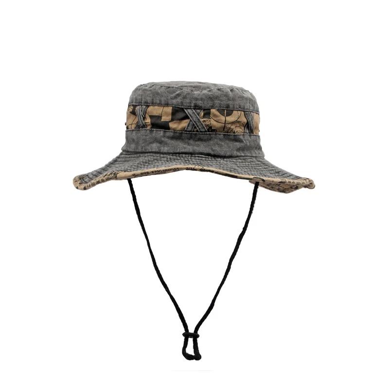 2025 Outdoor Fisherman Hats Men Women Summer Wide Brim Bucket Hat Sunscreen Sun Hat Fishing Hiking Cap Washed Cotton Panama Cap