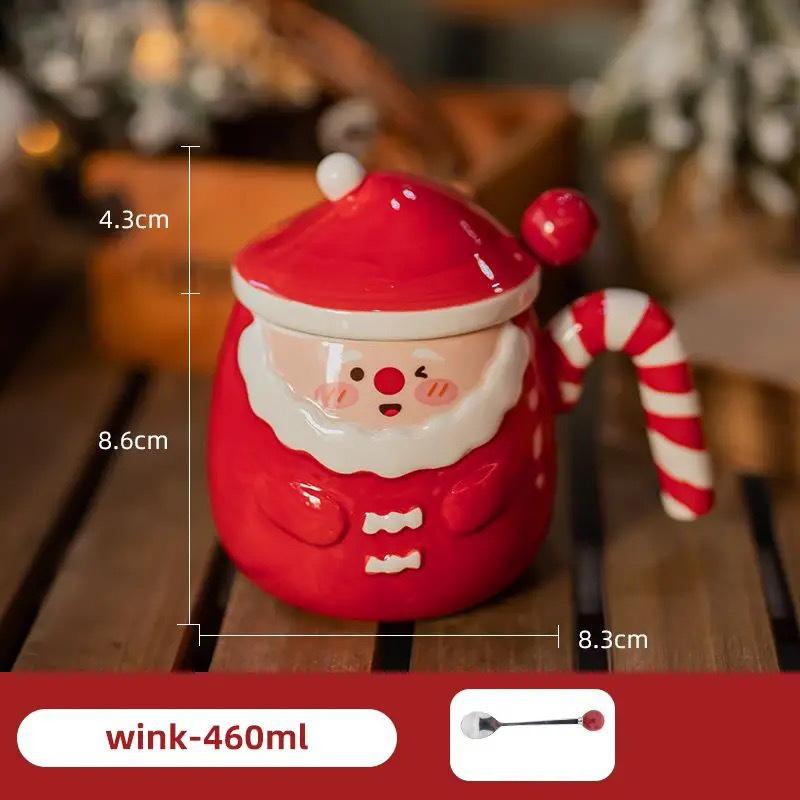 New Christmas Porcelain Mug Cartoon Snowman with Lid 460ml High-Color Gift Box Girls Christmas Gift 460ml
