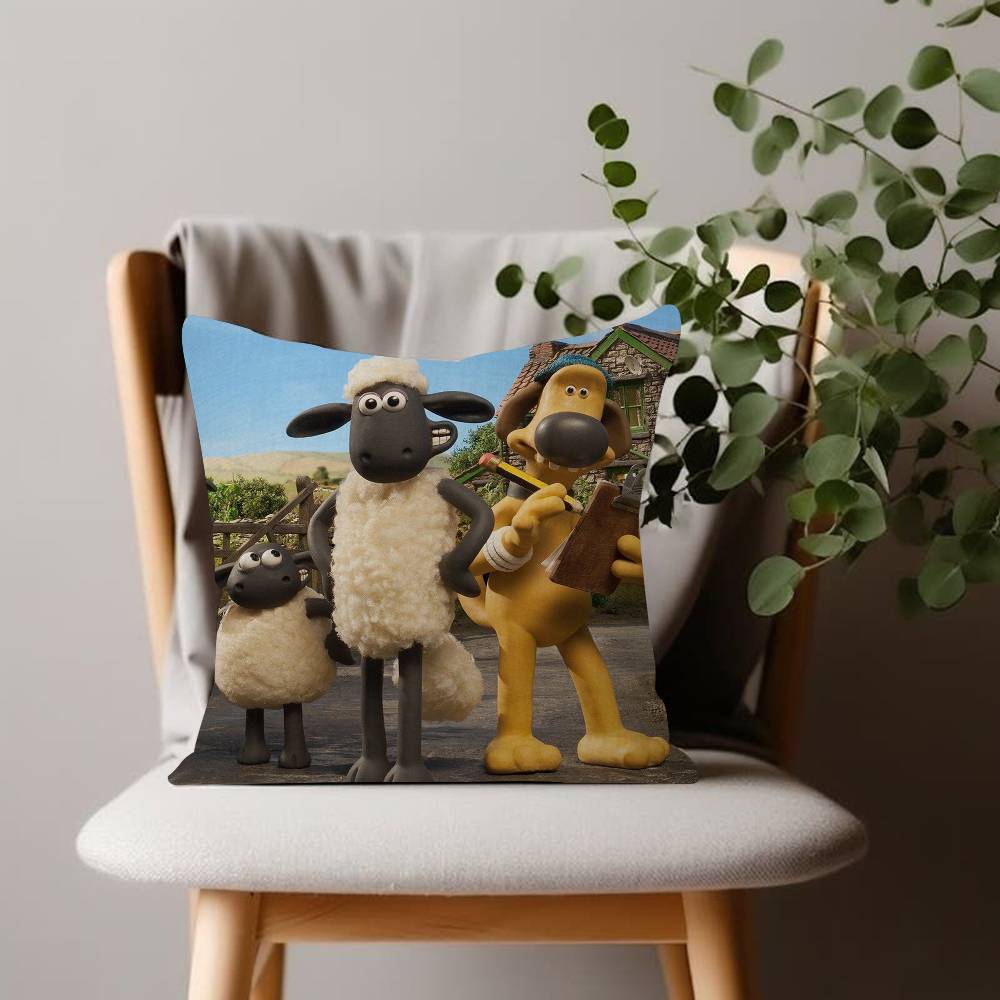 Cartoon SShaun Fun the Sheep Anime Cushion Cover Inches Farmhouse Decor Home Throw Pillow Covers for Couch Decorations