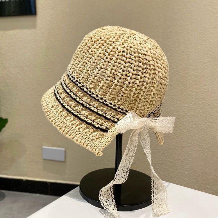 Women's Slimming Straw Hat: Breathable, Hand-Woven Summer Beach Sun Protection Bucket Hat