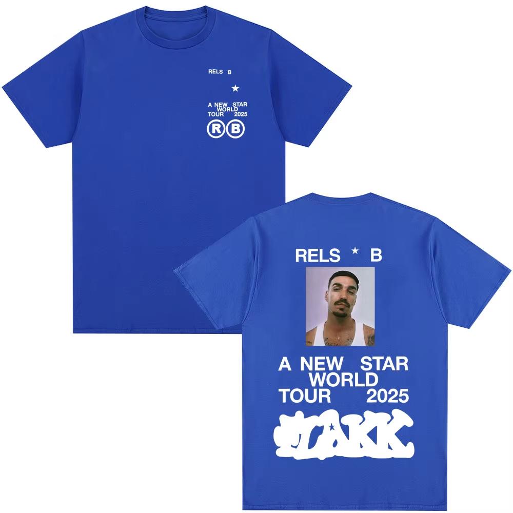 Rapper Rels B Album Poster Graphic T Shirts Men Women Clothing Hip Hop Fashion T-shirts High Quality Cotton Short Sleeve Tees
