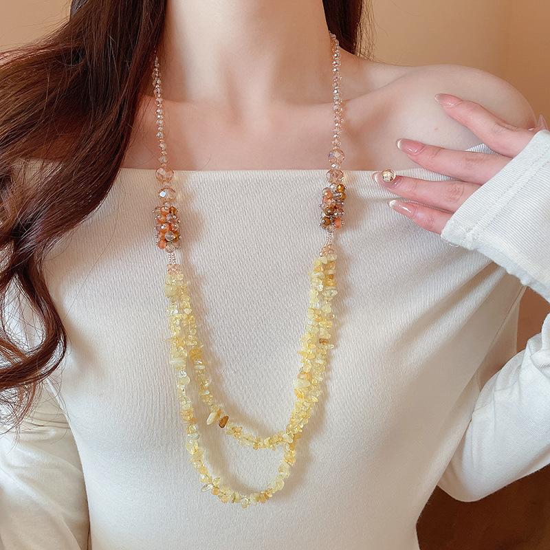Bohemian vacation wind beaded necklace light luxury personality collarbone chain necklace