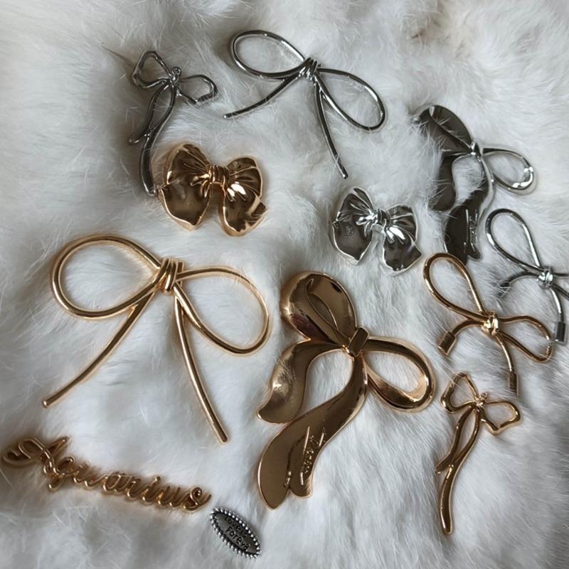Elegant Gold/Silver Bowknot Adornment Stylish Craft Accessory Metal Butterfly Knots for DIY Crafts and Phone Decoration