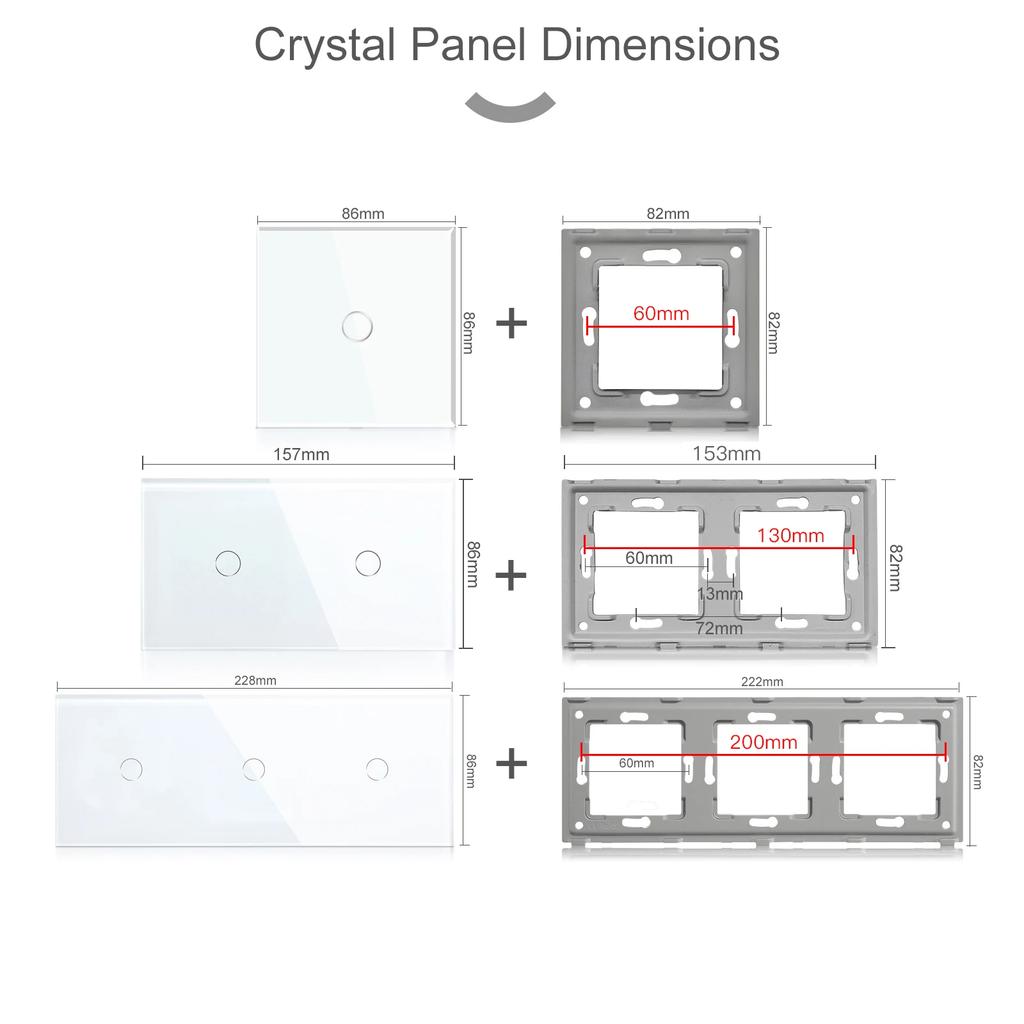 BSEED  Wifi 1/2/3Gang Smart Touch Switches 1/2/3Way Wall Light Switches Tuya Smart Life App Control Plus Sockets EU Standard