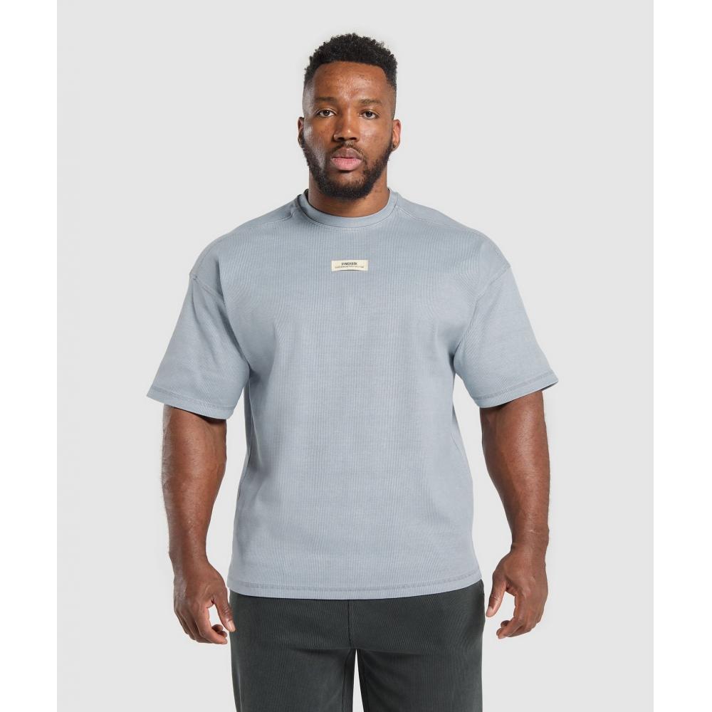 

Gymshark Heavyweight Rib Short Sleeve Crew Denim Grey A1b5f Uc32 S
