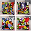 Geometric Cartoon Girl Colorful Abstract Art Drawing Pillowcase Sofa Cushion Cover Home Car Decor Home Decor