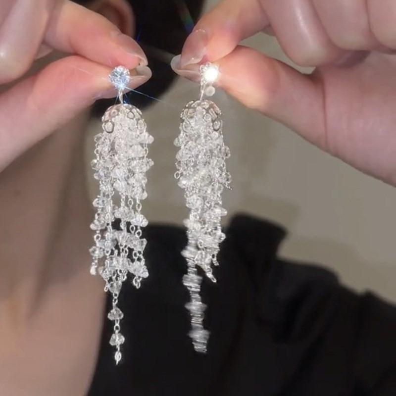 Temperament  Pendant Earring Elegant Jellyfish Tassels Charm Earrings Fashion Small Hoop Earrings Party Jewelry