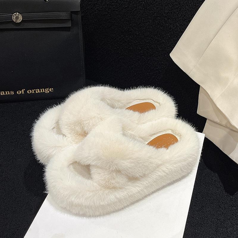 Mao Mao slippers women's outer wear spring and summer ins home home cross thick bottom height increase small autumn and winter cotton slippers