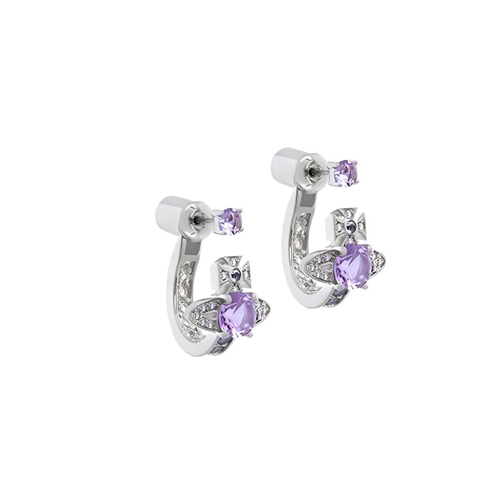 VIVIENNE WESTWOOD Maitena Earrings With Sphere Pattern Decoration Unisex Earrings Silver Purple 6203005602P250P250