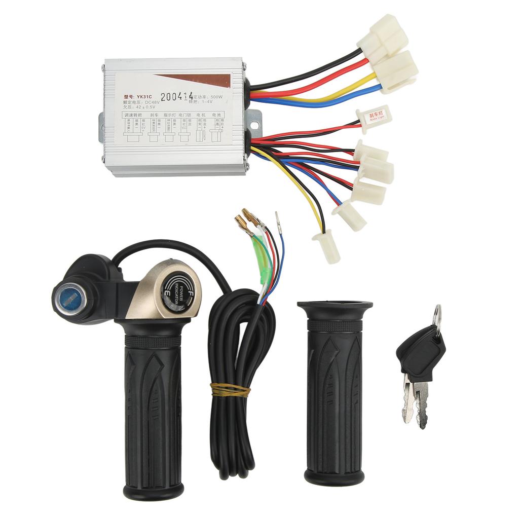 DC48V 500W Brushed Speed Controller Kit with Locking Throttle Twist Grip Power Display for Electric Bike