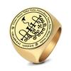 R019 Gamblers Demon Asmodeus Magical Amulet Talisman Laser Cut Stainless Steel Ring for Power and Luck