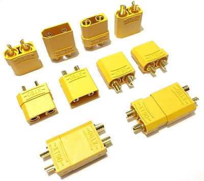 XT90 Connector Set – Generic – 5 Pairs Male & Female – Gold Plated, Secure Connection, Yellow Plastic