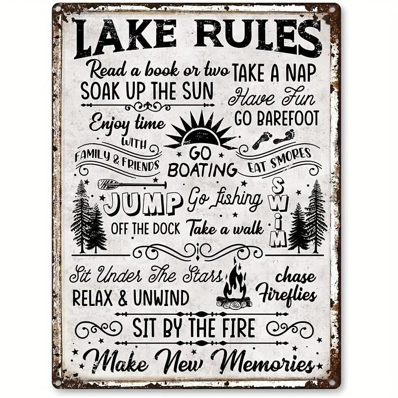 

Lake House Rules Signs Decor Lakehouse Decor for The Home Lake Life Wall Decorations Gift Ideas for The Lake Cabin Aluminum 20x30cm（7.8x11.8inch）