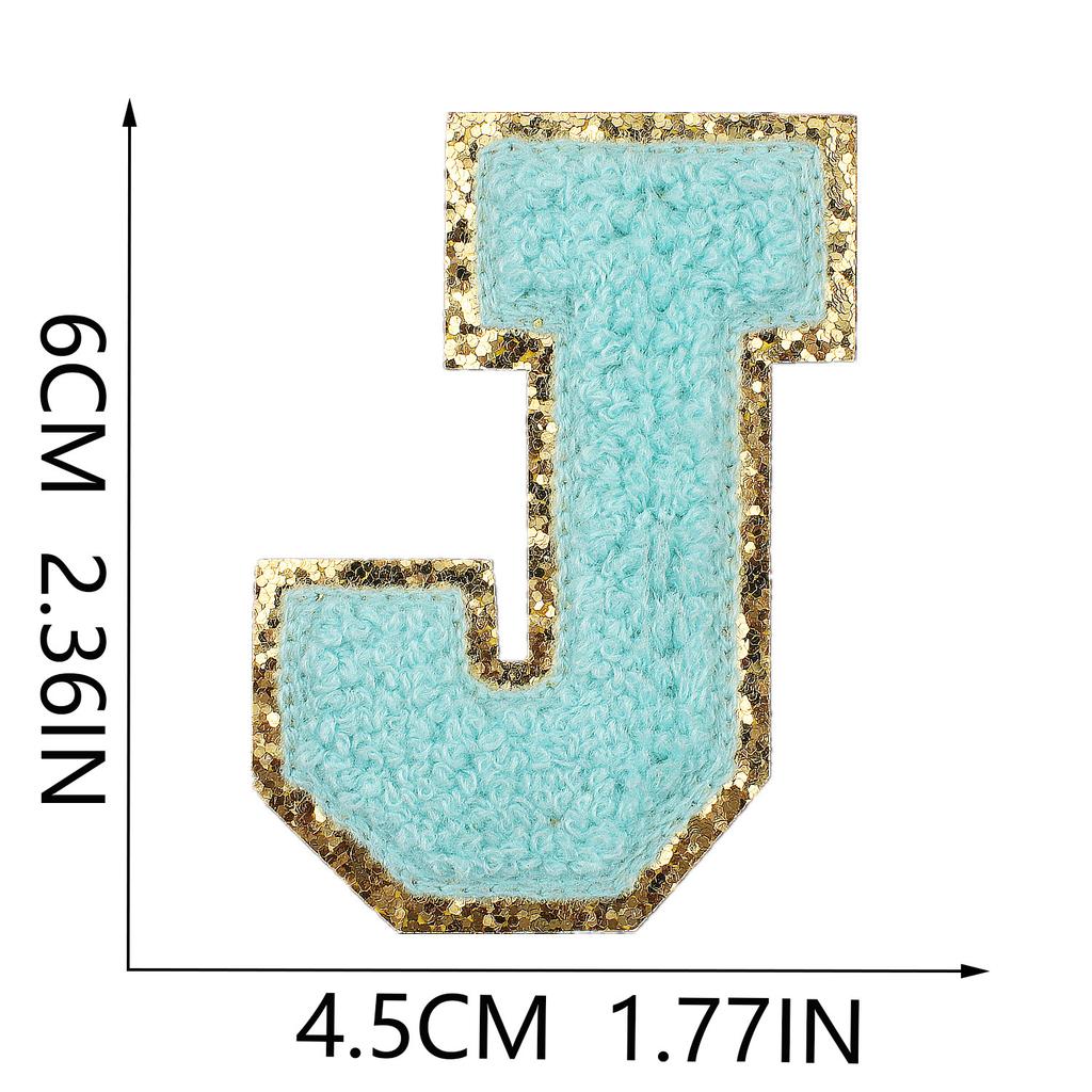 6Cm Towel Embroidery Lake Blue English Letter Embroidery Cloth Sticker Bag Decoration Patch Sticker Ironing Number Sticker
