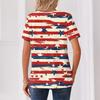 Women's T Shirt Independence Day Print Button Short Sleeve Daily Weekend Fashion Basic V- Neck Regular Top