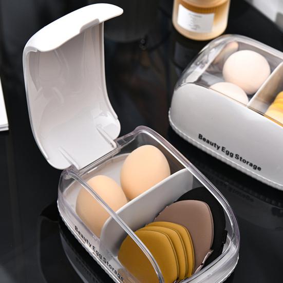 Makeup Sponge Case Portable Dustproof Cosmetic Egg Storage Box Transparent