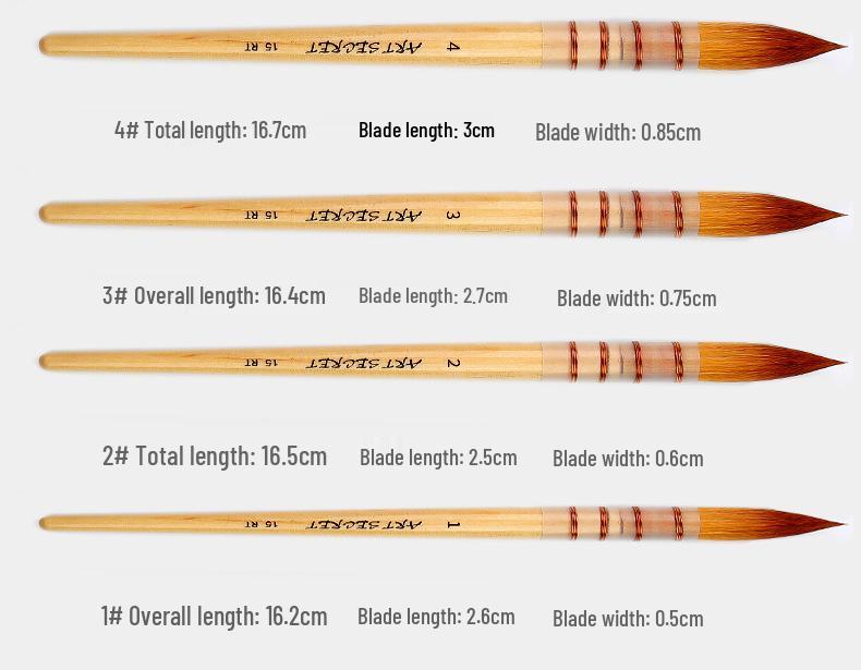 Korean ArtSecret Academy Grade Red Wood Handle Nylon Watercolor Brush 15RT