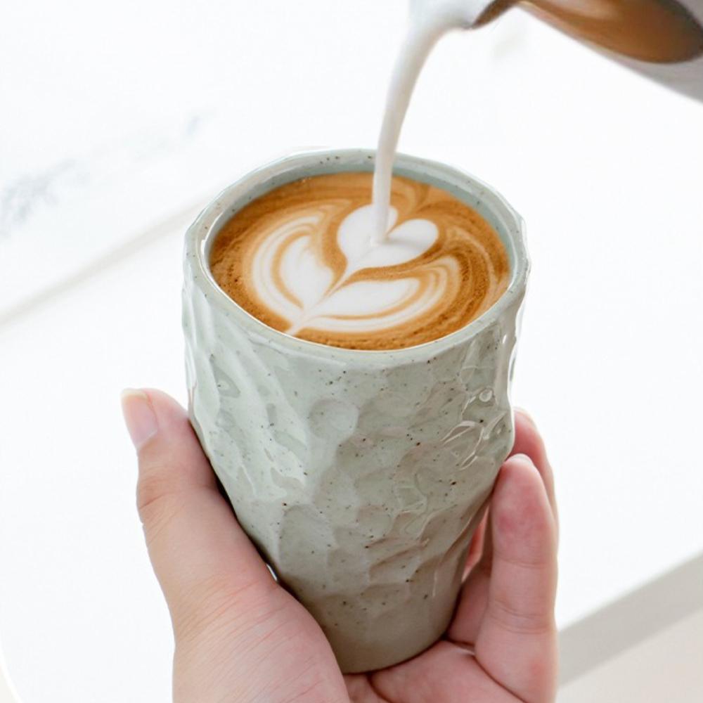 Japanese-style Coarse Pottery Coffee Cup Retro Hand-kneaded Pleated Mug Kitchen Livingroom Latte Concentrated Teacup Kitchenware
