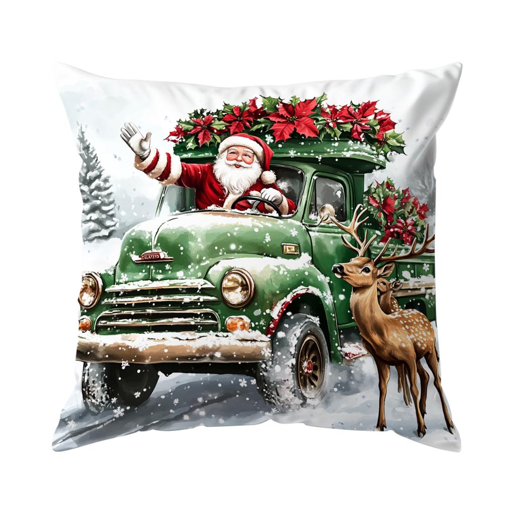 Christmas Theme Cushion Pillowcase Printed Polyester 40/45/50Cm Throw Pillowcover Decorative Sofa Cushion Pillowslip Home Decor