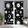 2pcs Classic Mystic Witch Polyester Curtains, Boho Sun Moon Star Mandala Print, Black and White Bedroom Decorative Drapes, for H