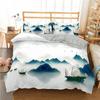 Ink Painting King Queen Duvet Cover Chinese Landscape Painting Bedding Set Adults Idyllic Scenery Mountain Polyester Quilt Cover