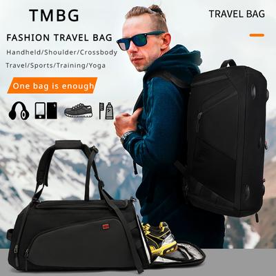 Nylon Waterproof Fitness Bag Large Capacity Dry-wet Separation Backpack Men Sports Shoulder Bag Training Crossbody Bag Outdoor Business Travel Handbag