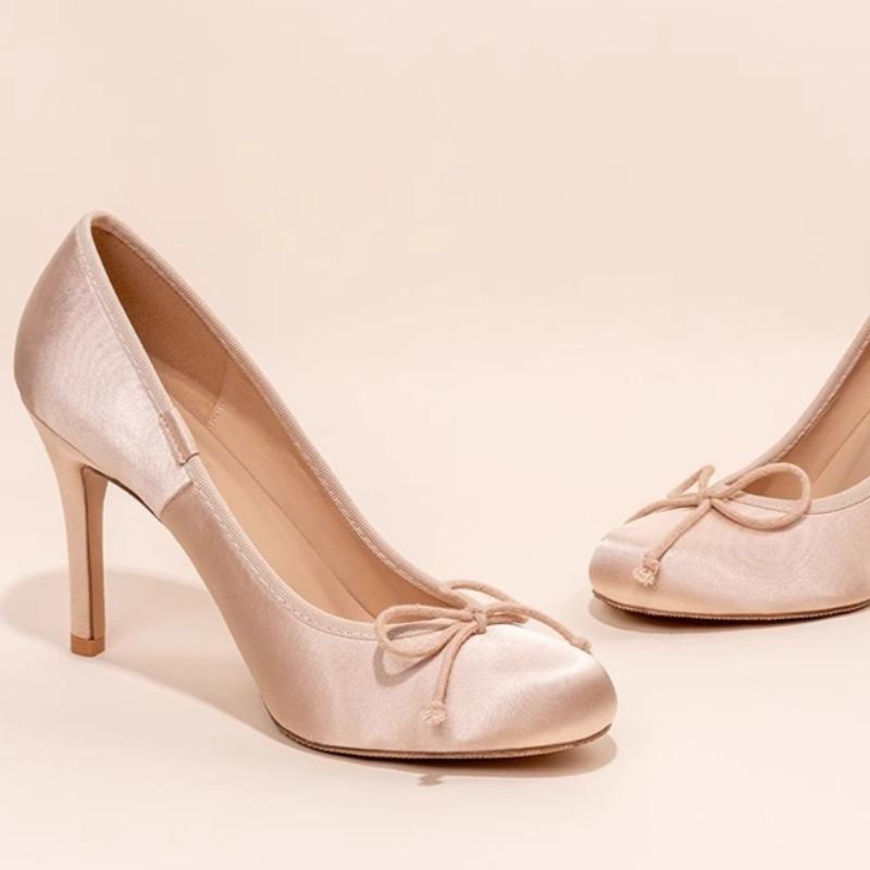 2025 women's summer new style fashion round toe designer bow high heels elegant dress party slip-on ladies sandals large size