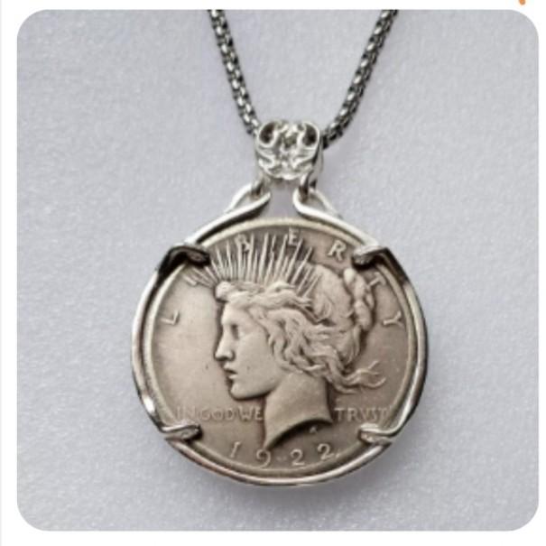 Beauty Snake, Wanderer Coin, Antique Silver Dollar, Antique Coin Necklace Pendant, Collection, 1907,1922