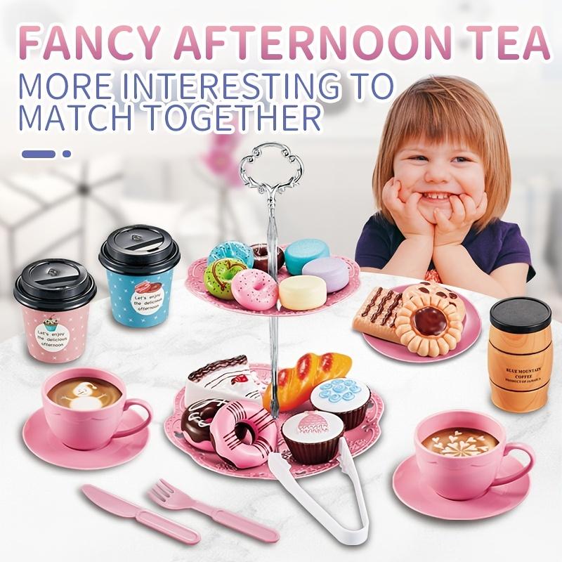 Afternoon Tea Toy Kit Gifts Pretend Playing Ideal For Boys and Girls Kids Playing House Toy Simulation Coffee Machine Cake Table Snack