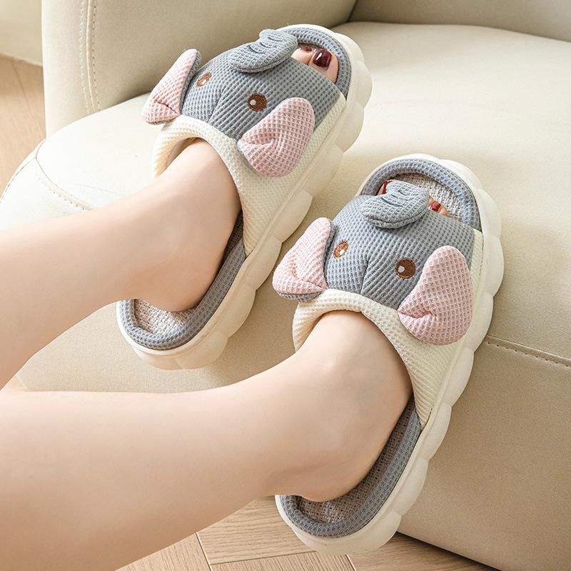 Fashion Elephant Casual Women's Slippers Home Luxury Designer Woman Shoes Flat Spring Fashion Hemp Casual Slides Indoor Elegant Footwear