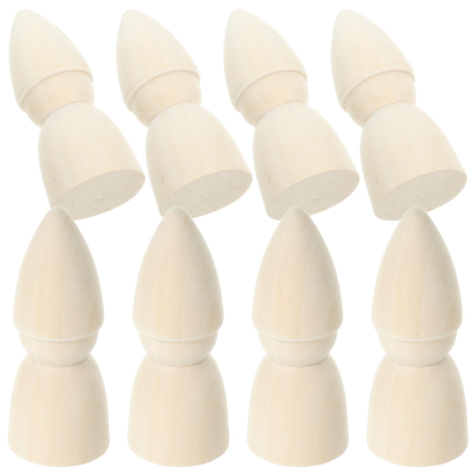 10Pcs White Wooden Peg Blank Unpainted Peg Dolls Diy Blank People Crafts Graffiti Kids Decor Wood Craft Figures Tools бежевый