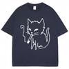 Funny Smoking Cat Meme Graphic Tshirt Unisex Women Fashion Y2k Humor Short Sleeve Oversized Cozy Cotton Casual T Shirts Streetwear