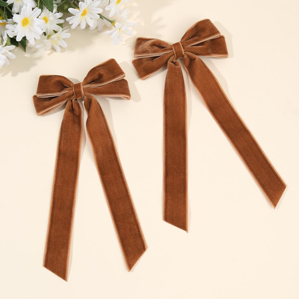 2pcs Burgundy Deep Red Hair Clips Long Tail Velvet-Like Hairpins For Girls Curly Straight Party Daily Headwear Hair Accessories