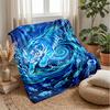 Blue Tiger Ocean Wave Blanket Personalized Name Flannel Blanket Soft Cozy Plush Throw for Sofa Bed Lightweight Home Decor