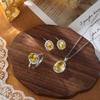 S925 sterling silver stud earrings necklace ring set with natural crystal stone brushed craftsmanship light luxury section high-rise jewelry set