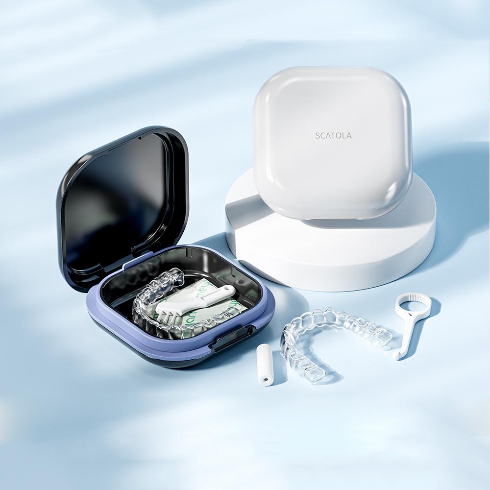 New Retainer Case Portable Mouth Guard Case Night Denture Holder with Lid Teeth Aligner Slim Braces Box Orthodontic Product nero
