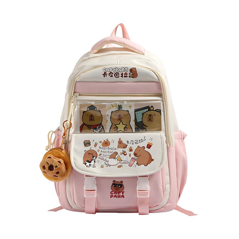 Large Cartoon Capybara Capacity  Backpack  Animal Print Girl Student Schoolbag