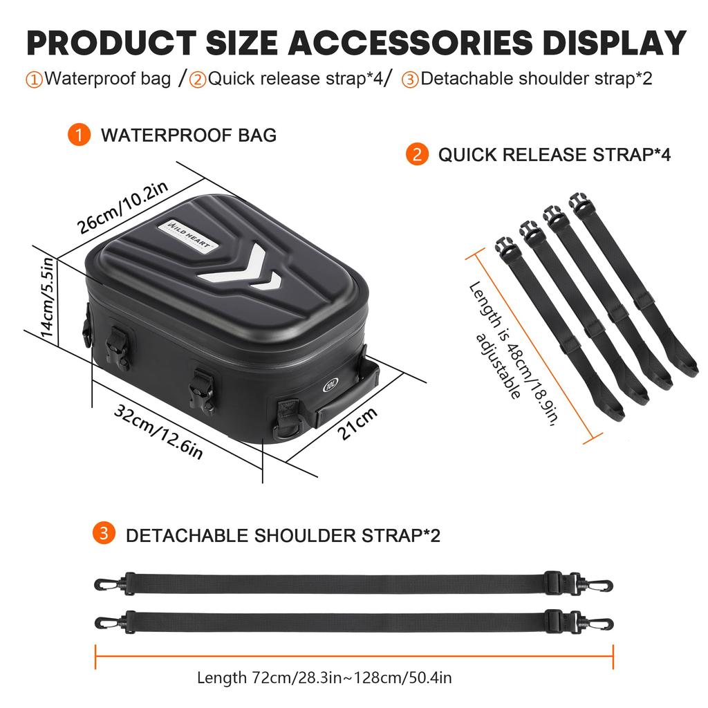 WILD HEART Motorrad Hard Wasserdicht Heckkoffer Multifunktional Fahrer Rucksack Tasche,