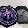1pc Stained Glass Cats Moon Night Umbrella with Plastic Handle,Suitable for All Seasons Home Travel Outdoor UmbrellaDD063
