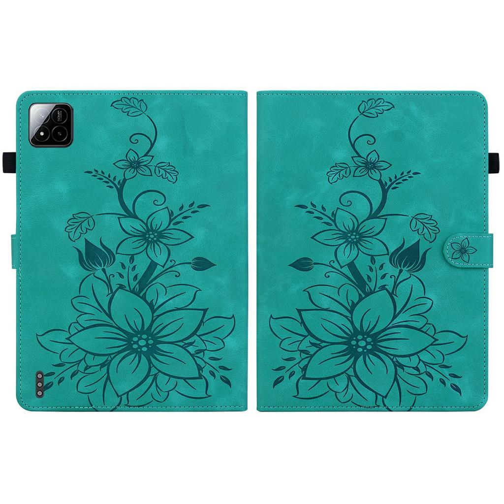 For Xiaomi Poco Pad X1/Pad 8 Pro/Pad 8/Pad 7 Pro/Pad 7 Case Lily Flower Imprint Card Slots Leather Tablet Cover
